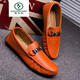 Specht Frühling und Sommer Neue Herren Beanie Schuhe Lazy Schuhe Low top treibende Lederschuhe weiche Oberfläche Weiche Sohle trendige Herren -Freizeitschuhe Weiß 9230 42