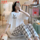 KNFN睡衣女2024年新款夏季纯棉短袖长裤薄款韩版宽松可外穿家居服套装 6625爱心小熊 M 码80-100斤