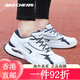 斯凯奇（Skechers）男鞋夏季新款黑武士网面透气跑步鞋子男轻便舒适减震 白色/黑色6625(一脚蹬) 39.5