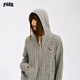 F426 official store national fashion brand autumn new casual loose retro twist hooded cardigan sweater flower gray L