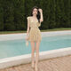
YMEISHAN swimsuit women pure desire and super immortal one-piece 2025 hottest conservative belly-covering and slimming seaside swimsuit ginger M [84-98Jin [Jin equals 0.5 kg] Choose me]