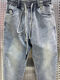 [Lose und vielseitig] Sommerdünne Herren Jeans Harem Hosen Retro Elastic Taille Wash Casual Hosen kleine Füße Hosen Blau 3xl