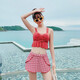 Cool Zhang (Kuzhang) Swimsuit Split Jupe partagée Femme Boxer CELORT PORTE CORÉAN COREAN PLaid Cute Girl Fresh Beach Hot Spring Spring 695 Hidden Blue L Recommandé 95-108jin [Jin est égal à 0,5 kg]