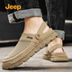 Summer sandals men's new style breathable mesh anti-odorant hole shoes two-wear non-slip casual sports beach shoes brown YT-P750M14697 [Wide feet, fat feet, one size larger] 4 43
