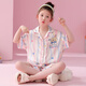 Shiru Meng Frühlings- und Sommer-Revers-Mädchen Sommer-Set Home Anzug Eis und Schnee Seiden-Cartoon Cardigan Pyjamas Kurzarm 6629# (Rainbow Pony) 110 Kinder 8 Größe 100-110 cm 30-40jin [Jin gleich 0,5 kg]