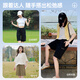 骆驼女装短裤夏季新款重磅棉感运动中裤宽松透气休闲五分裤子