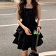 Jioesc2025 Nouvelle robe à suspension noire française pour la taille d'été des femmes pour les rendre minces et belles princesse gâteau jupe gonflée à la suspension noire xl (recommandée 110-120jin [Jin est égal à 0,5 kg]))