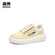Senma mesh shoes women's shoes casual shoes low top shoes 2025 new summer versatile height-enhancing sneakers breathable white shoes beige brown 38
