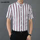 Lilang Summer Men Summer de alta calidad Tendencia de negocios casuales de alta calidad Camisa de manga corta de rayas delgadas sin rugas