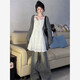 Capítulo genial (Kuzhang) 4884 People recolecte trajes de dos piezas, pequeño dulce estilo universitario de encaje de encaje de empalme Slack Slack Single Piece Skirt White 2xl