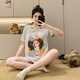 雅鹿2025新款睡衣女夏季莫代尔带胸垫短袖可爱卡通可外穿家居服三件套 RM3519 蝴蝶结女孩 固定胸垫 M