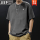 Jeep (JEEP) high-end simple pure cotton American short-sleeved T-shirt for men's summer fashion brand high school students loose oversize five-point sleeves black pure cotton short-sleeved-1365 S