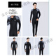 Kelipu large size wetsuit men's one-piece swimsuit long-sleeved trousers sun protection quick-drying warm jellyfish surfing snorkeling suit shark waterproof black A style M recommended 90-100Jin Jin equals 0.5 kg