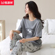 Hengyuanxiang women's pajamas for women in summer pure cotton short-sleeved trousers 2025 new summer gray casual home clothing Z9712 [Pure Cotton] M [Suggested 80-100Jin [Jin equals 0.5 kg] wear]