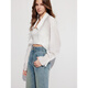 ELLE Lyocell Tencel long-sleeved white shirt for women 2025 summer cardigan design new blouse top white M