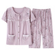 Yalu-Pyjamas für Frauen 2025 neuer Stil mittlerer Mutter mit kurzärztem Kurzärmel-Hosen Sommer-Baumwoll-Strickjacke Plus Size Home Clothing Set LM-6626 [Cardigan Style] M [vorgeschlagen 80-100jin [Jin gleich 0,5 kg]]
