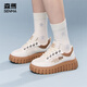 Senma mesh shoes women's shoes casual shoes low top shoes 2025 new summer versatile height-enhancing sneakers breathable white shoes beige brown 38