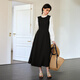 
Olrain French fake two-piece dress for women's autumn 2025 new lazy woven long-sleeved dress black M