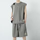 Brangdy2025 new summer boy casual sports suit trendy versatile handsome young man handsome set 5155 black S