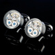 Nosskiss Neue Tourbillon -Bewegung Manschette Links für Männer Einfache runde französische Hemdschildtasten Silber Geburtstag Geschenk Schwarz 20mm