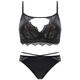 Jin Bingsheng French bra set for women with small breasts, large push-up, push-up support for secondary breasts, sexy lace seamless back bra set, black suit, back slim fit 34/75AB