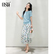 Osa handmade crochet sweater short-sleeved women's high-end summer thin 2025 high-end brand fashionable design top Blue S