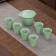 Celadon handle teapot Kung Fu tea set ceramic household simple teapot tea cup complete set Japanese style small set 7-head celadon hand holding pot flat cup