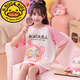 G.DUCKKIDS children's pure cotton boy pajamas summer short-sleeved egg cartoon handsome little boy suit thin home clothes big boy 6636# 170 size 18 height (145-155cm)
