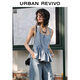 UR summer new women's fashion retro casual ruffled sleeveless denim shirt UWG850116 blue XS
