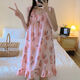 INS Style Cherry Starge Simsner Nightgown para mujeres en verano Estilo delgado 2025 Nuevo Internet Celebridad Princesa Estilo dulce Pajama de estudiantes tendencia 9272# Cherry Bear M