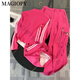 MAGIOPY International Luxury High-end Brand Spring Cool Spicy Pink Casual Sports Set Women's American Waist-Close Short Jacket Rose Red Two-Piece Set S (100Jin [Jin equals 0.5 kg])