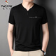 Camiseta de manga corta de seda de mulberry de carpintero de carpintero para hombres en verano con cuello en V traje de papá de mediana edad sudadera con la sudadera de la altura de la manga de los hombres 6998 haqing 2xl 180 sugerencias 155-170Jin [Jin equivale a 0.5 kg]