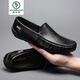 
Woodpecker's high-end summer new black bean shoes men's genuine leather British casual leather shoes hollow breathable lazy shoes 9901 black [hollow] 38