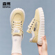 Senma mesh shoes women's shoes casual shoes low top shoes 2025 new summer versatile height-enhancing sneakers breathable white shoes beige brown 38
