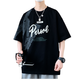 VZVJ short-sleeved men's summer fashion brand letter printing round neck half-sleeved T-shirt American casual men's plus size loose T-shirt D693 white M size 90-110Jin[Jin equals 0.5 kg]