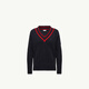 Moncler Frauen mit V -Ausck -Baumwoll- und Wolle -Mischpullover - Marine Blue S
