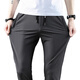 Siete Lobos Regalo del Día del Padre Pantalones de seda de hielo Summer Pantalones informales sueltos más Fat Fat Plus Size Mesh Pantalones Air acondicionador de secado rápido 9902 Modelo de 9 puntos Black Black Dos piezas Paquete 28 [cintura 2 pies 1]
