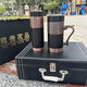 紫馨雅韵紫砂内胆保温杯男士高档泡茶杯送父母亲老师生日纪念礼品定制刻字 紫色百福套装420ml-黑皮盒装