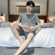 
SHUO GU JIN Summer Men's Short Sleeve Pajamas Thin Cotton Casual Plus Size Teen Home Clothing Men's Loose Suit Summer D9928 L Men