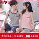 Yalu Summer Pajamas pareja atuendo One Men and Women's Refresing Chalk Juego de pijamas puro Pajamas para mujeres 2025 Nuevo verano LB: 9906 Pantalones azules de albaricoque de mujeres detrás de la cubierta de algodón puro de pato 3XL [Póngase en contacto con el servicio al cliente para su tamaño]