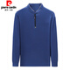 
Pier Cardin spring small stand-up collar men's long-sleeved T-shirt half-zipper body shirt fashionable casual middle-aged single-piece men's top P6625 black M 165