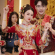 枝己情侣秀禾服2025新款中式婚纱新娘敬酒服嫁衣结婚礼服出阁服 HF045(仅女装) M