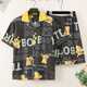 
He Jiagong summer short-sleeved thin imitation cotton pajamas men's home clothing suit summer cartoon print Korean version handsome young man 3271 short-sleeved suit M (70-100Jin [Jin equals 0.5 kg])