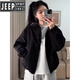 JEEP SPIRIT蓝色双拉链冲锋衣外套女2025春季新款小个子宽松休闲短款夹克 浅蓝色 【原版】 M 建议90-118斤