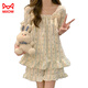 Cat men women's pajamas in summer with chest pads and shorts shorts two-piece set of sweet princess-style home clothing set for outside wear X9902-1 M