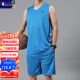 Holzspecker Sport Basketball Uniform Sommer Casual Anzug dünne, schnell trocknende lose ärmellose Weste Shorts Fitness SD757 mittelblau L 100-120jin [Jin entspricht 0,5 kg]