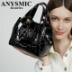 ANYSMIC奢侈高端品牌包包女包2025新款真皮通勤斜挎包鳄鱼纹轻奢小众 黑色 口25*底18*11*16