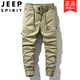 吉普（JEEP）工装裤男新款春秋夏季运动纯棉束脚裤百搭登山系休闲长裤子 卡其(夏款JP679) 28 85-100斤