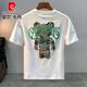 Pierre Cardin 2025 Nouvelle lettre d'ours en vrac imprimer le cou rond T-shirt à manches courtes pour hommes slim coton t-shirt à mi-manche blanc à la mode 6 JSW9922 m adapté à 90-108jin [Jin est égal à 0,5 kg]
