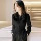 Romont French waisted black shirt, high-end and temperamental women's shirt, spring and autumn new style, small commuter long-sleeved top, black XL